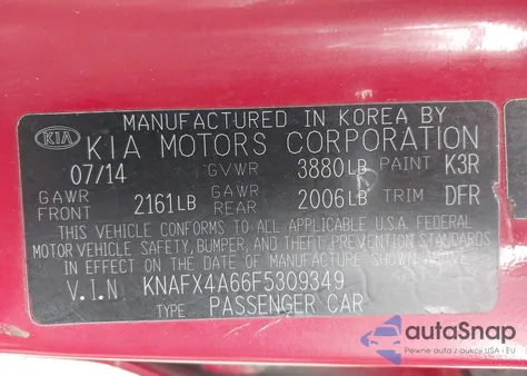 2015 Kia Forte Lx from USA, damaged, VIN KNAFX4A66F5309349